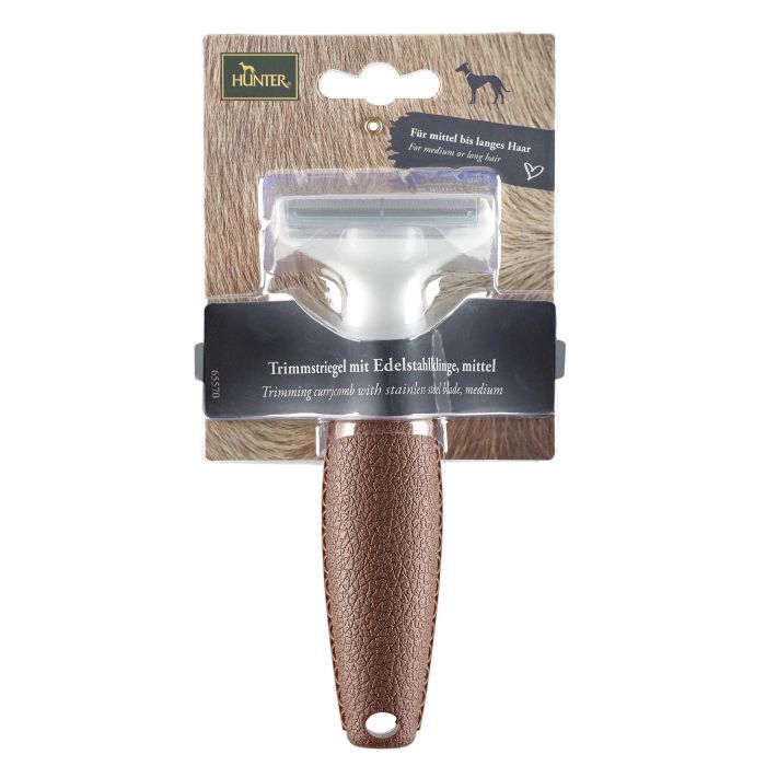 Hunter Peine Rastrillo-Cuchilla Acero Inoxidable M Marrón para Eliminar Pelo Suelto Perros y Caballos, Agarre Ergonómico 1 Hunter Peine Rastrillo-Cuchilla Acero Inoxidable M Marrón para Eliminar Pelo Suelto Perros y Caballos, Agarre Ergonómico 1
