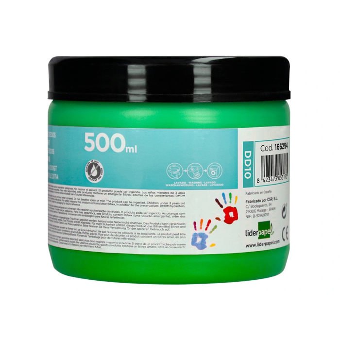 Liderpapel Pintura Dedos 500 ml Verde Tarrina 2