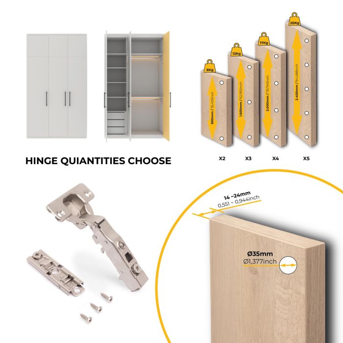 Emuca Lote de 20 bisagras rectas X91 con cierre suave y suplemento recto para atornillar, Altura 1, Acero, Niquelado 7 Emuca Lote de 20 bisagras rectas X91 con cierre suave y suplemento recto para atornillar, Altura 1, Acero, Niquelado 7