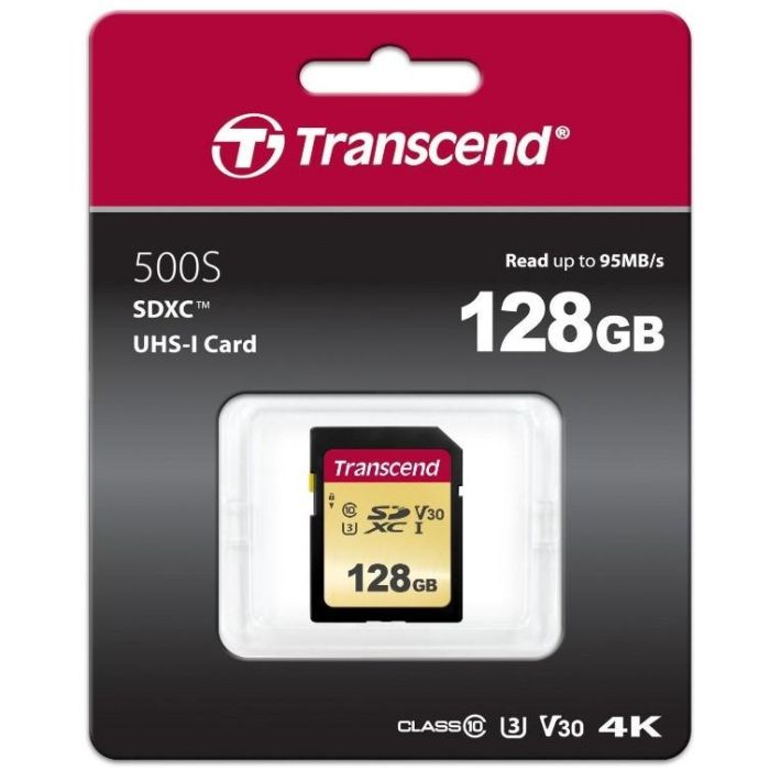 Transcend SDC500S Tarjeta SDXC de 128GB UHS-I U3, Clase 10, Velocidad de Lectura 95 MB/s, Escritura 60 MB/s 1
