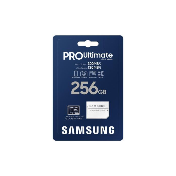 Samsung MB-MY256SA/WW Tarjeta de Memoria microSDXC PRO Ultimate 256GB U3 V30 A2 200MB/s Lectura 130MB/s Escritura con Adaptador