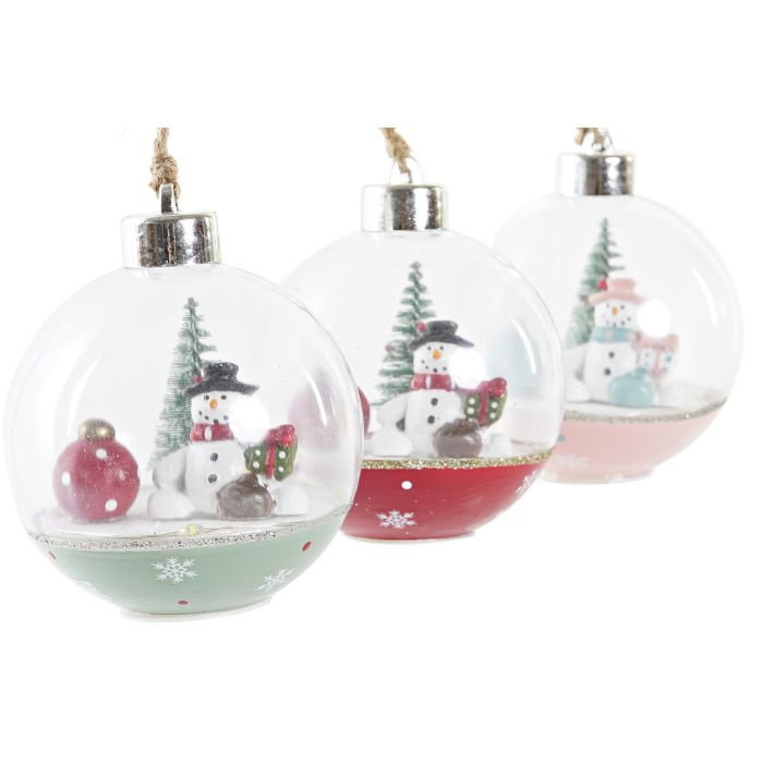 Decoracion Colgante Navidad Fantasia DKD Home Decor Rosa Verde 8 x 8 x 8 cm (12 Unidades) 2