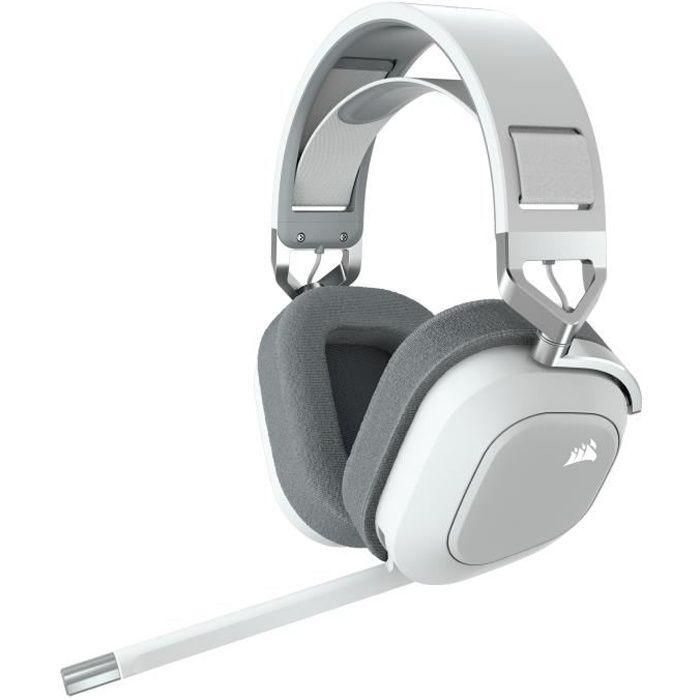 Casco de juegos - Corsair HS80 Wireless - White - Micrófono Omnidireccional Casco de juegos - Corsair HS80 Wireless - White - Micrófono Omnidireccional