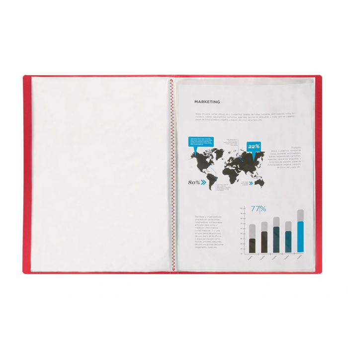Liderpapel Carpeta 47490 Escaparate 30 Fundas Polipropileno DIN A4 Rojo Translucido 5