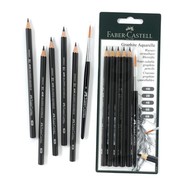 FABER-CASTELL BK Lápices Acuarelables Graphite Aquarelle Negro Dureza Múltiple Mina Resistente a la Rotura Pack de 6 3 FABER-CASTELL BK Lápices Acuarelables Graphite Aquarelle Negro Dureza Múltiple Mina Resistente a la Rotura Pack de 6 3