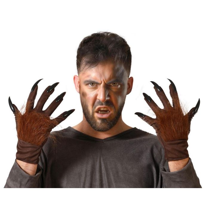 Guantes de Hombre Lobo con Uñas Largas y Pelo Sintético Marrón para Disfraz de Halloween o Carnaval 0 Guantes de Hombre Lobo con Uñas Largas y Pelo Sintético Marrón para Disfraz de Halloween o Carnaval 0