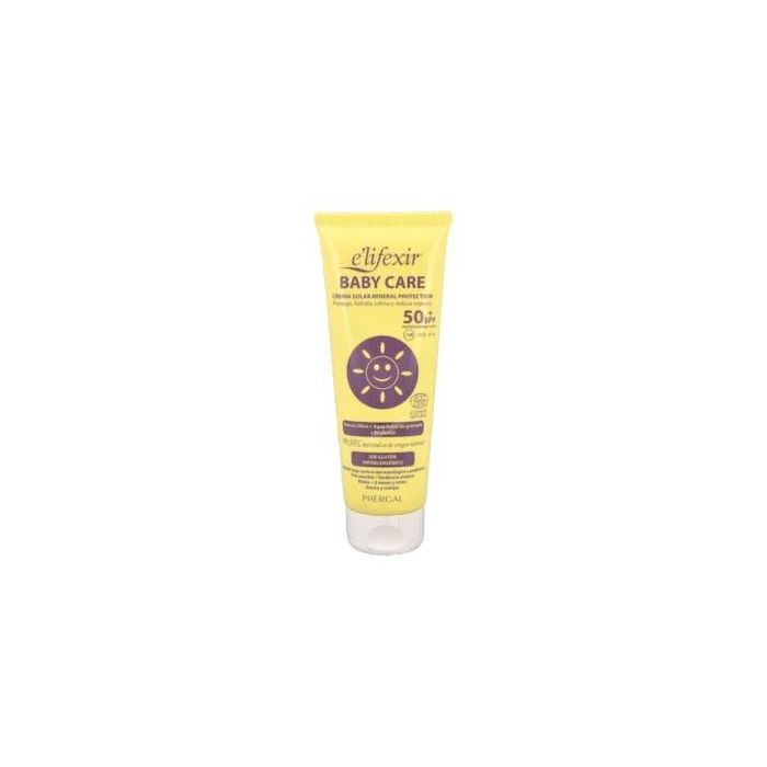 E'Lifexir Crema Solar Mineral Bebés Piel Delicada SPF 50+ Muy Alta Protección UVA/UVB/IR-A Resistente al Agua 100 ml