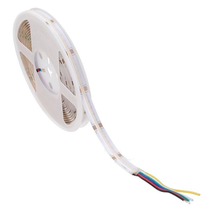 Tira LED COB 20W/M RGB/Blanco Frío Rollo 5M IP20 Iluminación Uniforme Decoración Alta Luminosidad Adhesivo 3M 1