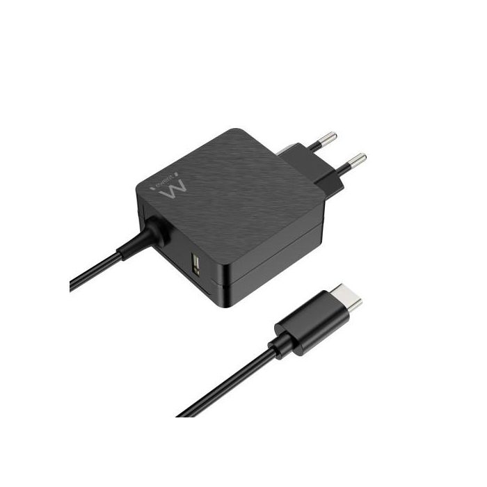 Ewent EW3979 Cargador Pared USB Tipo C 45W PD con Puerto USB-A, Compatible con iPhone 15/14 y Android, Protección Cuádruple