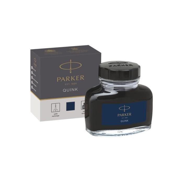 PARKER Tinta QUINK para Pluma Estilográfica, Frasco 57ml, Negro y Azul