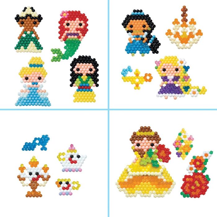 Aquabeads Cubo De Creatividad Princesas Disney 31773 Set de 2500 Abalorios con Plantillas de 7 Princesas Disney para +4 años 1