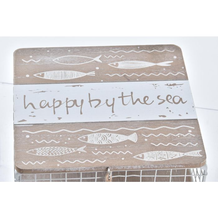 DKD Home Decor Caja Mediterránea de Madera y Metal con diseño de Peces, Marrón y Blanco, 16x6x16 cm - Colección Pollença 2 DKD Home Decor Caja Mediterránea de Madera y Metal con diseño de Peces, Marrón y Blanco, 16x6x16 cm - Colección Pollença 2