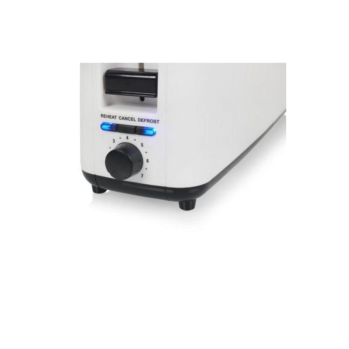 Tristar BR-1056 Tostadora Ranura Larga 900W 2 Rebanadas, 7 Ajustes Tostado, Descongelar, Recalentar, Bandeja Migas, Blanca 1