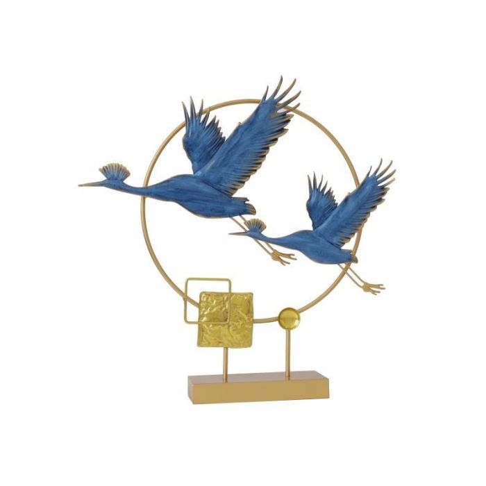 DKD Home Decor Decoración Glam Garzas de Metal Azul Dorado 51x9x51 cm