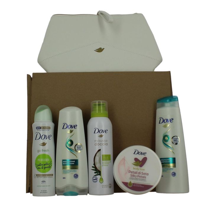 Dove Go Fresh Crema Suavizante + Bálsamo + Espuma de Coco + Crema Corporal Pétalos + Champú - Pack Mujer