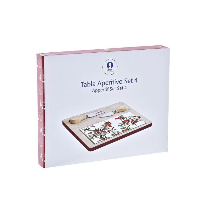 DKD Home Decor Tabla Aperitivo Navidad Tradicional, Bambú y Gres, Rojo Natural Blanco, 20x24.5x1.2 cm, Set 4 Piezas 3 DKD Home Decor Tabla Aperitivo Navidad Tradicional, Bambú y Gres, Rojo Natural Blanco, 20x24.5x1.2 cm, Set 4 Piezas 3
