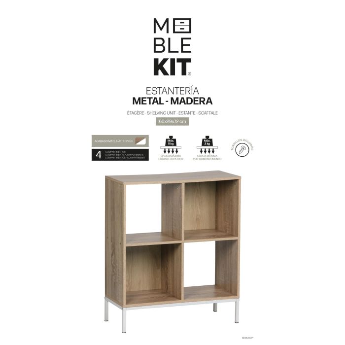 Estanteri.Cubo 4 Compart.Pata Metal Moblekit 2
