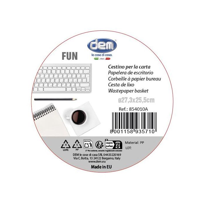 Inde Papelera de Escritorio Fun Blanca 27.1 cm (Ancho) x 25.3 cm (Alto) x 27 cm (Largo) (12 Unidades) 2