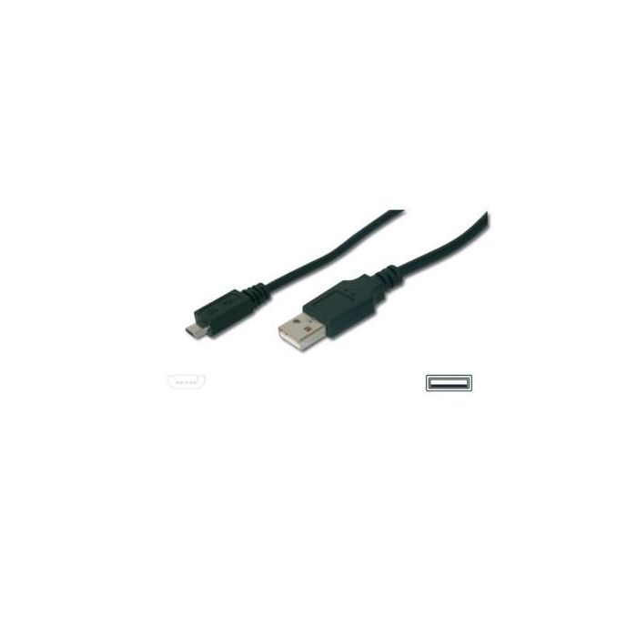 Digitus Cable de Conexión USB 2.0 Tipo A Macho a Micro B Macho 3.0m Negro
