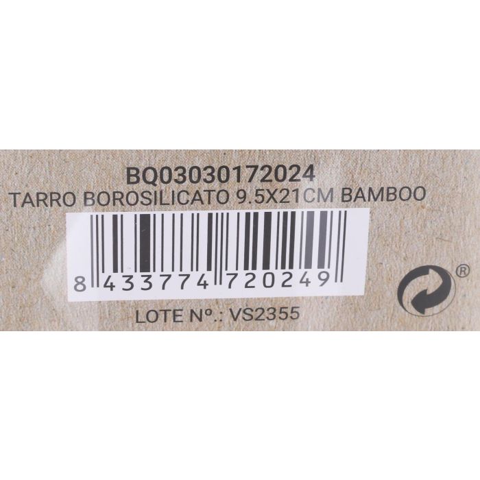 Quttin Tarro de Borosilicato 10x10x22 cm 1250 ml con Tapa de Bambú (12 Unidades) 5
