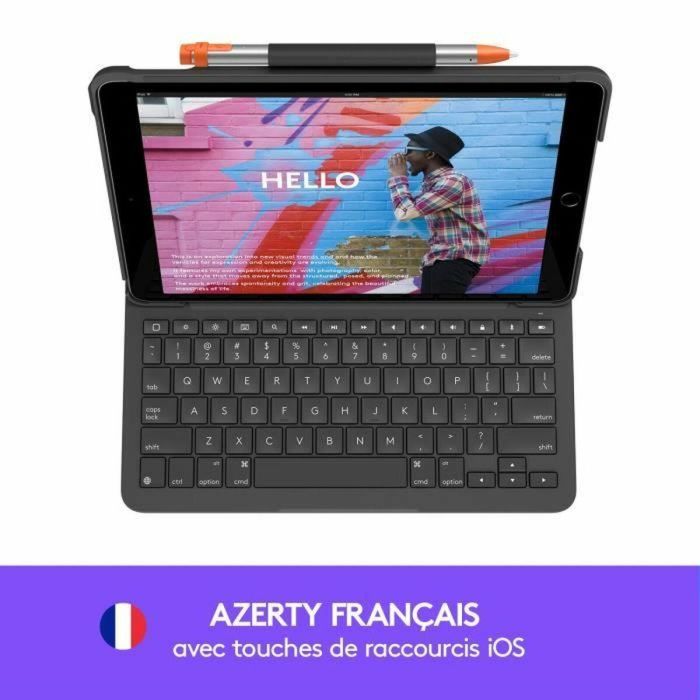 Logitech LOG5099206088269 Funda con teclado Bluetooth Slim Folio para iPad 10.2 (7ª, 8ª y 9ª gen) AZERTY Gris 5