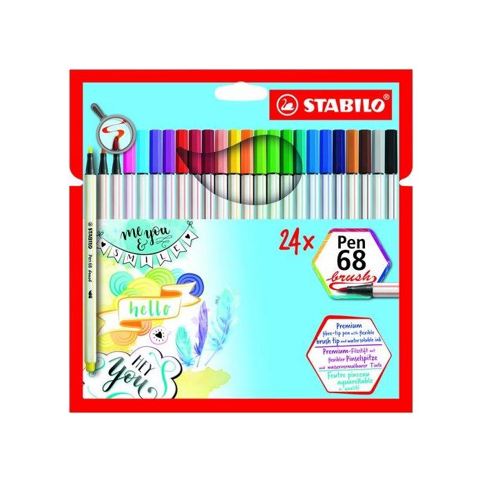 Stabilo Rotuladores Pen 68 Brush C-Surtidos Estuche 24 Ud