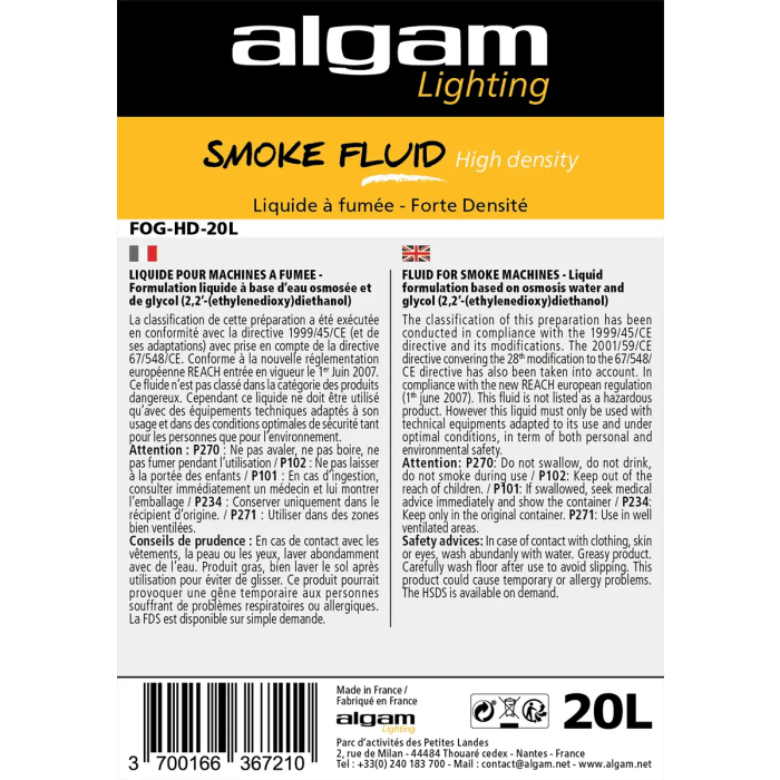 Algamlight Líquido Alta Densidad Para Máquinas De Humo - 20 Litros 1 Algamlight Líquido Alta Densidad Para Máquinas De Humo - 20 Litros 1