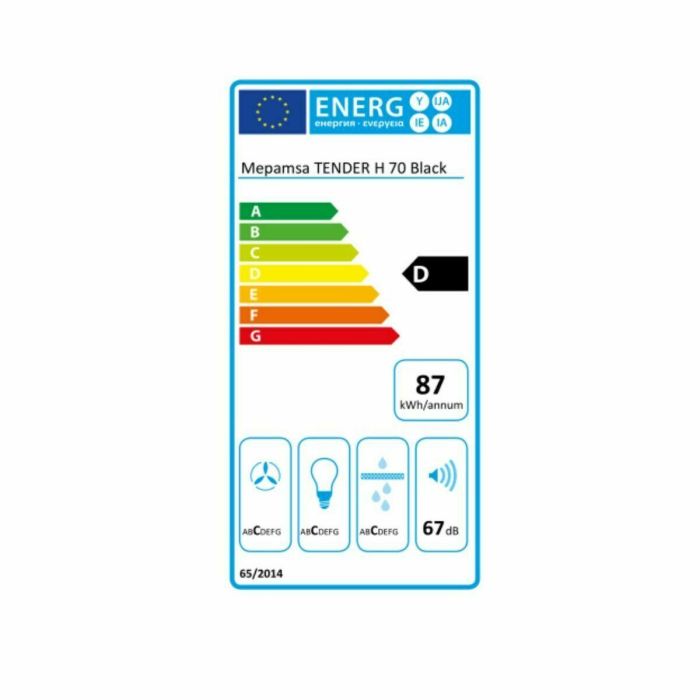 Campana Convencional Mepamsa TENDER H 70 70 cm Negro 705 m3/h 1
