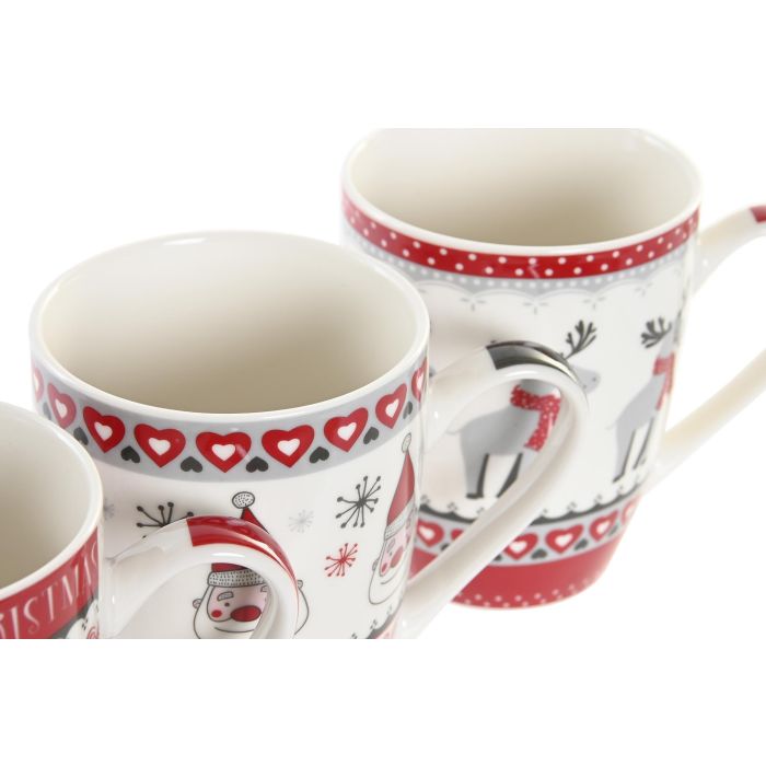Mug Navidad Tradicional DKD Home Decor Rojo Gris 8 x 10.5 x 12 cm (12 Unidades) 2