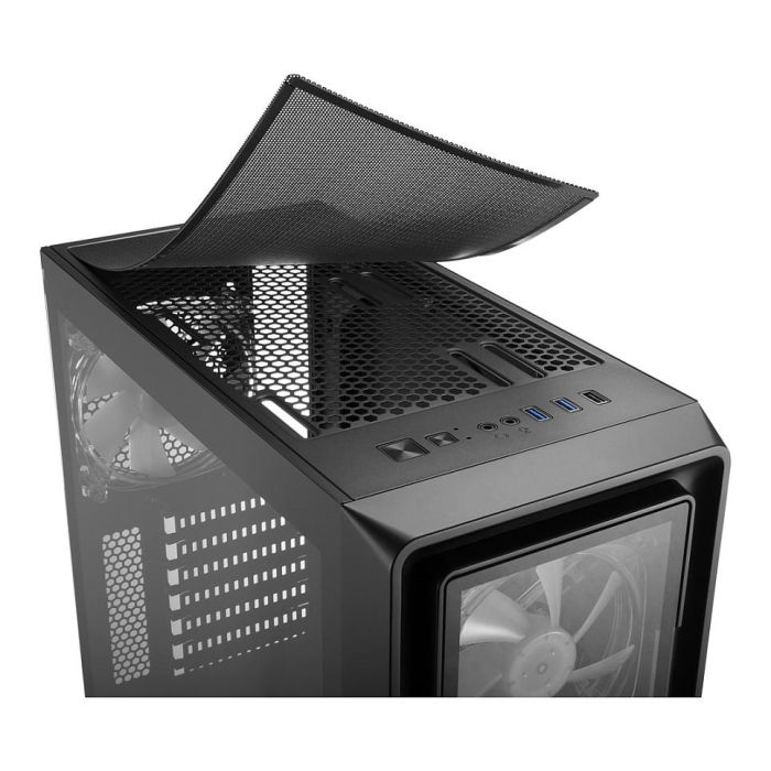 SHARKOON Midi Tower TK4 RGB Negro con Iluminación RGB para PC Gaming ATX, mATX, Mini-ITX y Ventana Lateral