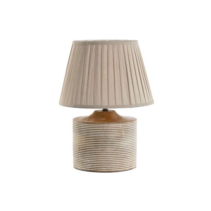 DKD Home Decor Lámpara de Sobremesa Tradicional con Base de Mango y Plafón de Algodón Natural, E27 50W, 30x30x41 cm 2