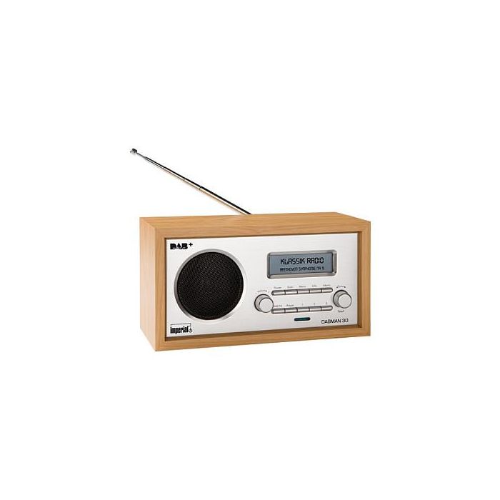 Lenco DABMAN 30 DAB+ / FM Radio Digital con Sintonizador Analógico, Diseño en Madera, 5W, Pantalla LCD 2.75", Alarma, Entrada Auxiliar, 240V - Plata 1
