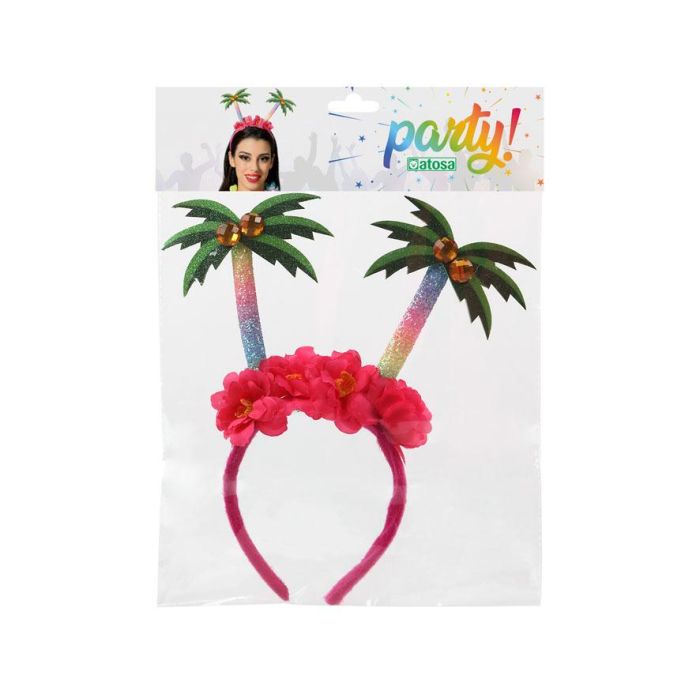 Diadema Palmeras Flores Hawaiana para Fiestas Tropicales y Disfraces 1