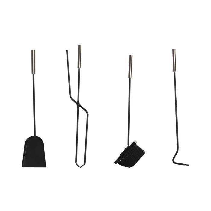 DKD Home Decor Chimenea Alpino Decoración Hogar, Set de 4 Piezas, Acero Inoxidable Negro, 2 x 51 x 11 cm 2