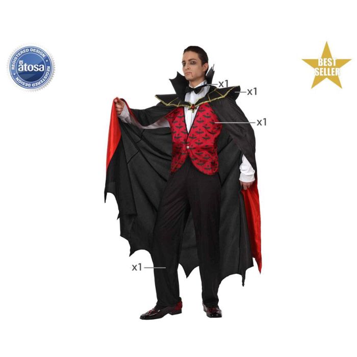 Disfraz Vampiro Hombre Adulto Completo con Capa, Camisa, Cuello y Pajarita - Talla M-L Disfraz Vampiro Hombre Adulto Completo con Capa, Camisa, Cuello y Pajarita - Talla M-L