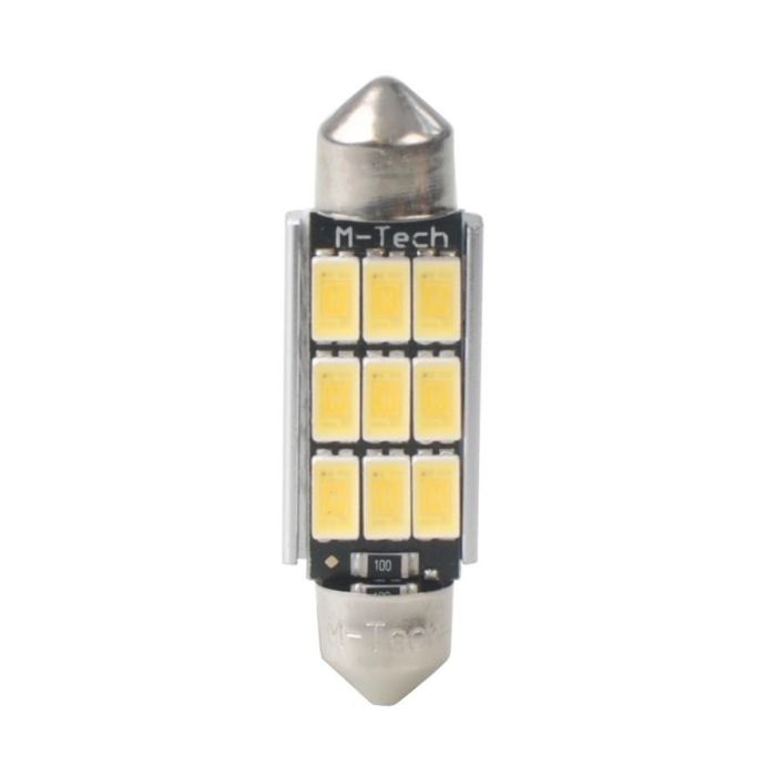 M-Tech L816 W Blister 2X Bombilla LED C5 W 41 mm 9xSMD5630 Blanco Frío 3.2W 450 Lúmenes 12V 1