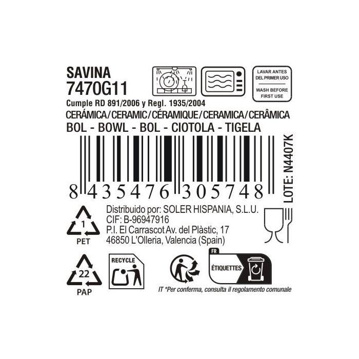 La Mediterranea Bol Savina 730 ml Ø 15 x 7.5 cm Md 3