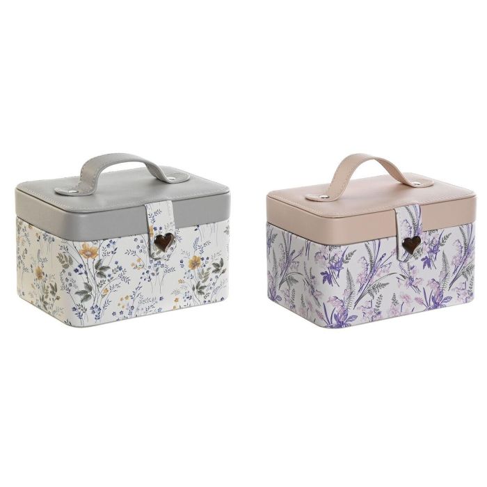 DKD Home Decor Joyero Tradicional Lila Blanco de PU y Espejo con Bandeja, Acabado Satinado, 12 x 10 x 17 cm (2 Unidades) DKD Home Decor Joyero Tradicional Lila Blanco de PU y Espejo con Bandeja, Acabado Satinado, 12 x 10 x 17 cm (2 Unidades)