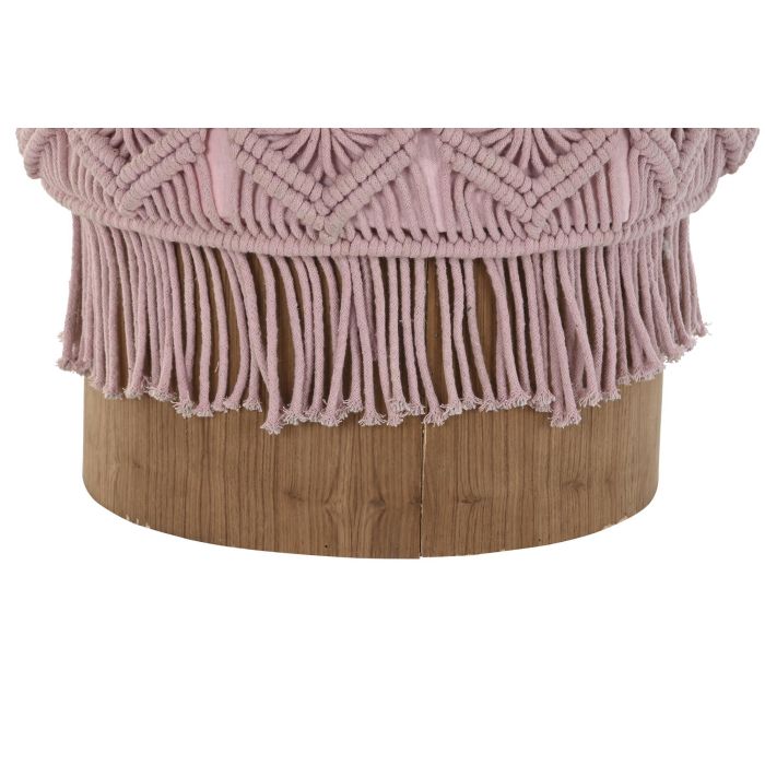 DKD Home Decor Reposapiés Boho Rosa Palo Marrón 43 x 43 x 51 cm 2