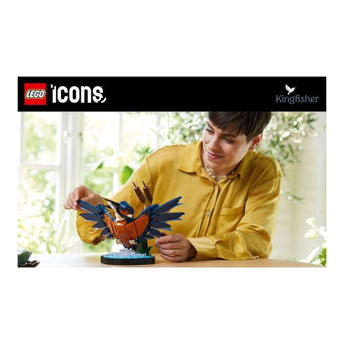 Lego 10331 Icons Kingfisher (Kungsfiskare) Fauna 2024 V29 - Set de construcción de kungsfiskare para adultos con soporte de exhibición