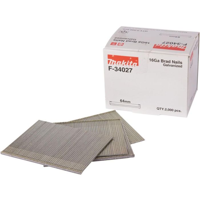Makita F-34027 Clavos de cabeza Stauch galvanizados 1.6x64mm, 2000 unidades