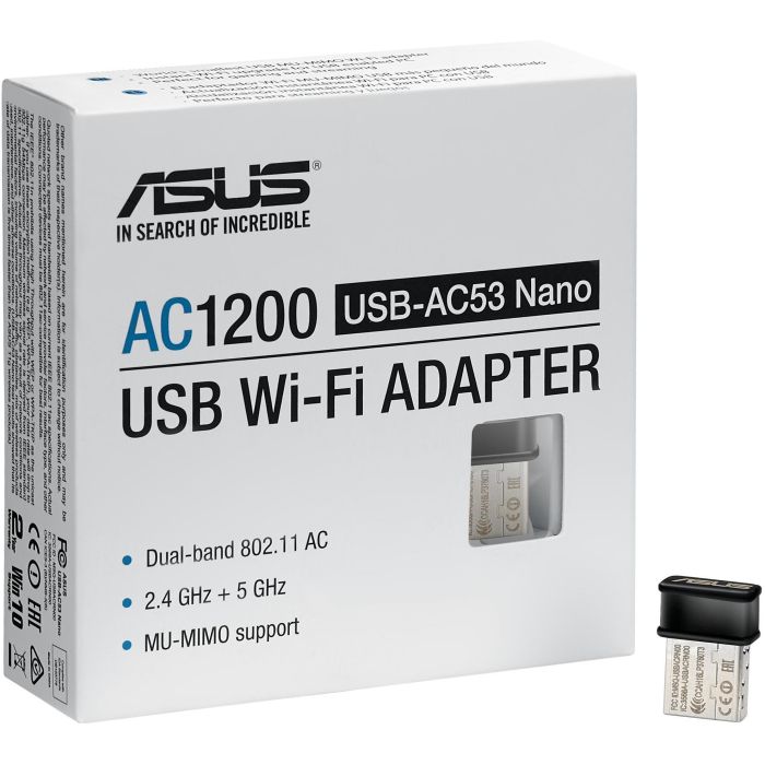 Asus 90IG03P0-BM0R10 Adaptador USB WiFi USB-AC53 Nano AC1200 Dual-Band 802.11ac MU-MIMO Ultra Pequeño para Gaming y Streaming 2
