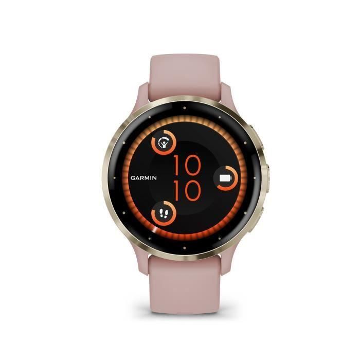Reloj GPS conectado - GARMIN - Venu 3S - 30,4 mm (1.2) - Acero Soft Gold, caja rosa y correa de silicona rosa Reloj GPS conectado - GARMIN - Venu 3S - 30,4 mm (1.2) - Acero Soft Gold, caja rosa y correa de silicona rosa