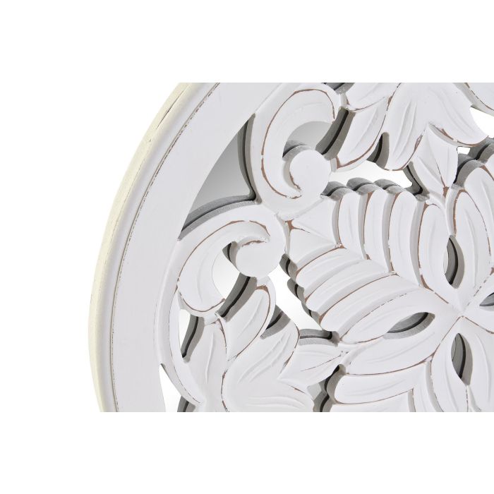DKD Home Decor Decoración Pared Romántica con Flores, Espejo MDF, Blanca, 40x40x1.5 cm (4 Unidades) 1