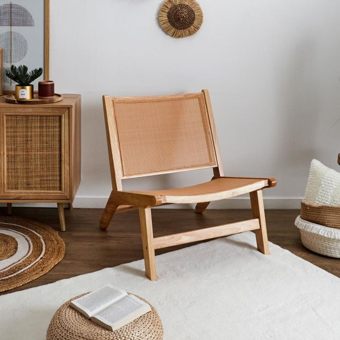Home Deco Factory Butaca Bali Colección Natural, Madera de Árbol de la Goma y PE, Altura Asiento 40 cm, Medidas 53x70x72 cm 2 Home Deco Factory Butaca Bali Colección Natural, Madera de Árbol de la Goma y PE, Altura Asiento 40 cm, Medidas 53x70x72 cm 2