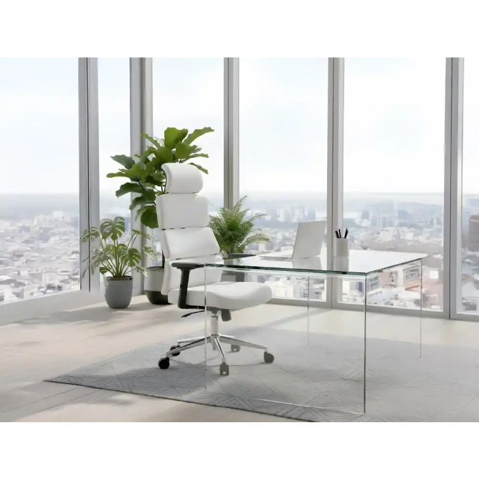 Q-connect Silla de Dirección Aurea Similpiel Gris, Alto Máximo 1400 mm, Ancho 520 mm, Profundo 510 mm, Ruedas Premium 7