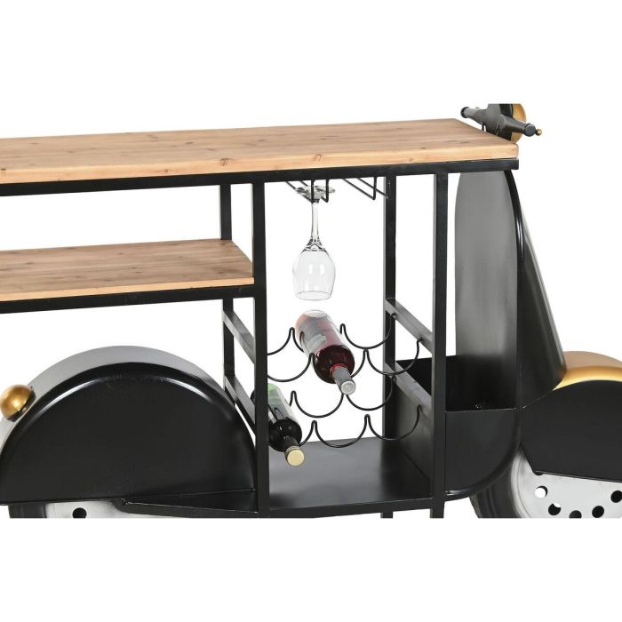 DKD Home Decor Botellero Urban Moto Negro y Dorado de Hierro y Abeto 36 x 92 x 134 cm 3
