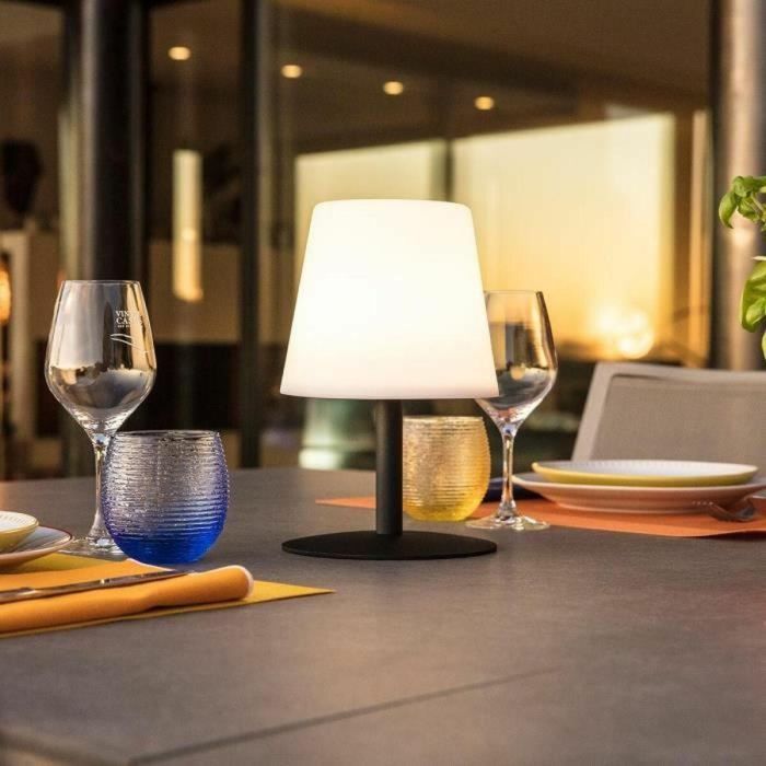 Lámpara de mesa inalámbrica - LUMISKY - STANDY MINI Dark - Al. 25 cm - Base de acero negro - LED blanco cálido y blanco 4