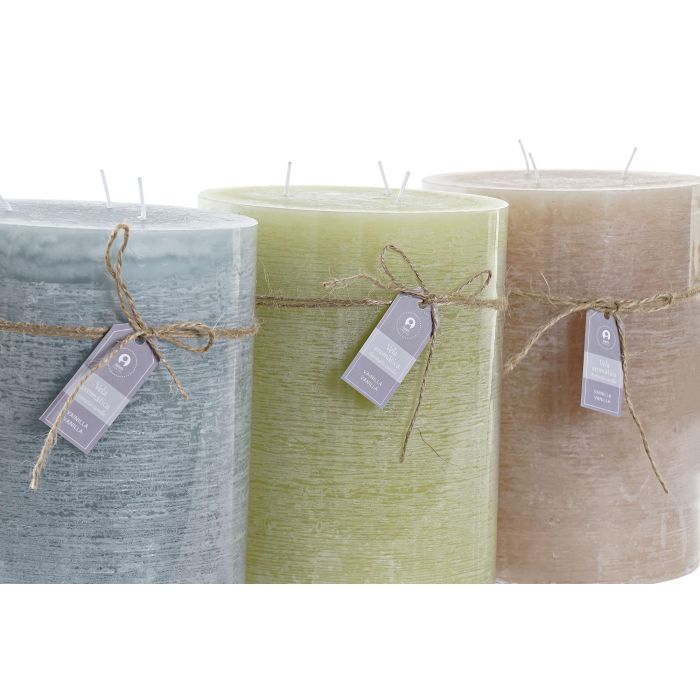 DKD Home Decor Vela de Cera Colección Rustik aw - Pack de 3 Unidades, Colores Surtidos Marrón Verde Azul, 155h Duración, 14.5x14.5x20 cm 1 DKD Home Decor Vela de Cera Colección Rustik aw - Pack de 3 Unidades, Colores Surtidos Marrón Verde Azul, 155h Duración, 14.5x14.5x20 cm 1