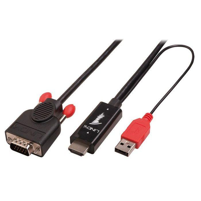 Lindy 2m HDMI to VGA Adapter Cable, Black Lindy 2m HDMI to VGA Adapter Cable, Black